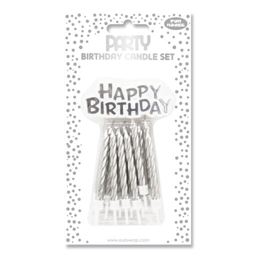 Picture of BIRTHDAY CANDLE SET METALLIC SILVER